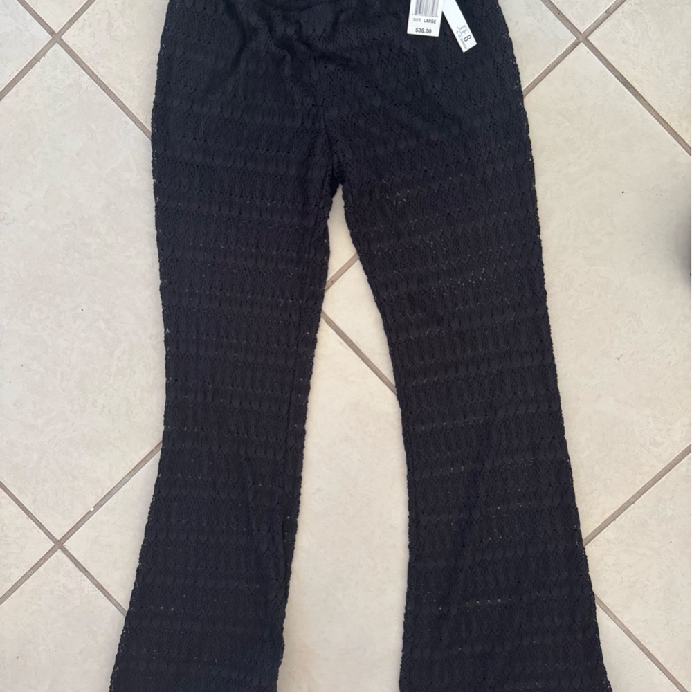 Kohl's Black Boot Cut Pants with Flared Leg Lace
